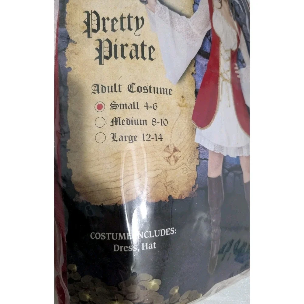 Spirit Pretty Pirate Adult Halloween Costumeb Dress & Hat 2 Prs Stockings Sz S‎
